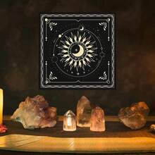 BOXOB Altar Cloth, 18.31x18.31in Delicate Square Sun Moon Alter Cloths Witchcraft Spiritual Tarot Mat Tablecloth Divination Tools And Accessories Perfect Divination Ritual Supplies - Black - View 7