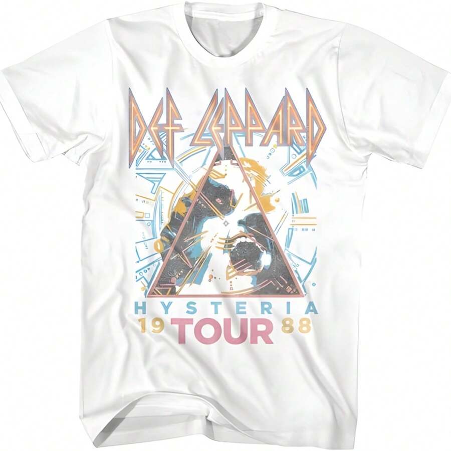 Defs Leppards 80s Metal Band Rock N Roll Defs Crests Adult T-Shirt Tee1 - 白色 - 查看 1