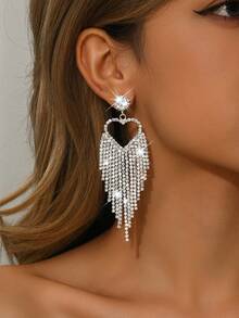 Women's Wedding Jewelry Fully Rhinestone Earrings, Suitable For Daily, Evening Party Wear - Silver 1276 - View 7