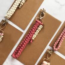 [Custom] 1pc Bohemian Style Personalized Keychain Bracelet, Bridesmaid Gift, Woven Bracelet Keychain, Bridesmaid Gift Box, Valentine's Day Gift