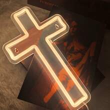 Señal de neón LED USB con tema de cruz - Esencial para fiestas festivas, luz de pared para ambiente de bar y dormitorio - Morado - Ver 9