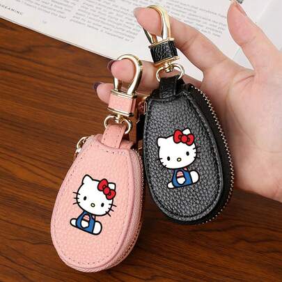  1pc Kawaii Sanrio Hello Kitty Key Bag Car Key Organizer With Gold Zipper Multifunctional Key Chain Compact Design For Family Use Bag Pendant Cute Fun Accessories Durable Zipper Closure For Women Mini Wallet Small Wallet Wallet Keychain Lanyard