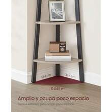 VASAGLE ULLS034M01 - Soporte de Esquina de 4 Nive Estante de Escalera Industrial Soporte para Plantas para Sala de Estar Oficina Cocina Gris y Negro - Greigenegro - Ver 4