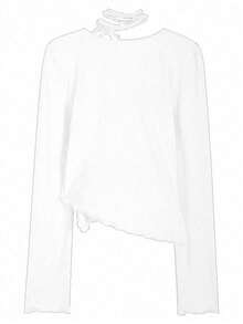 YCYC 韓系新款性感百搭女款針織 T-shirt - 白色 - 查看 3