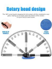 Car Glass Cleaning Tool, Window Cleaner With Reusable Washable Microfiber Pads And Extendable Handle, Suitable For Cars, Trucks, SUVs, RVs And Home Use (5 Pads/3 Pads/1 Pad) - one-size - View 3