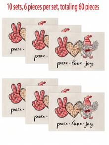 1pc/4pcs/6pcs/60pcs Valentine's Day Polyester Decorative Placemats, Pink Heart, Car, Balloon Placemats, Stain-Resistant, Suitable For Home, Restaurant, Dining Table Decor, Housewarming, Birthday Gifts - Multicolor - View 13