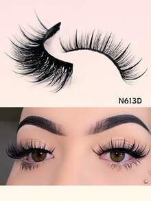 MKHLINA Wet Look Manga Lashes,Handmade Faux Mink Luxury False Eyelashes,Fluffy Wispy And Soft Fake Lashes Reusable,Makeup Extensions For Beginners-Friendly Strip Lashes - Black - View 9