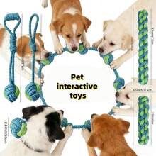 7 piezas Juguetes de correa para perros, juguetes masticables duraderos para juego interactivo con perros medianos y pequeños, ayuda a limpiar los dientes, aliviar el aburrimiento, juego de tirar, masticado poderoso, juguetes dentales de cuerda de algodón para cachorros - Multicolor - Ver 3