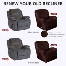 Trugenix-Recliner Sofa Covers - Leather Like Recliner Sofa Covers 3 Seater Recliner Couch Covers For 3 Cushion Couch 8 Pieces Washable Stretch Reclining Sofa Slipcovers (Brown)-GP - 02-紅色 - 查看 10