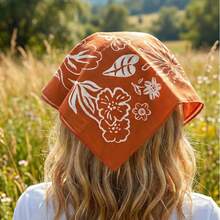 22\X22\ Flower Cotton Bandana Multi-Purpose Headbands - OrangeDaisy - View 8
