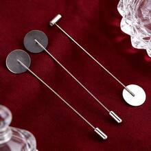 10 件套 DIY 手工饰品材料：胸针、围巾、领饰（女士单针毛衣别针）、圆形底座、空心底座配件 - 一字針 - 查看 1