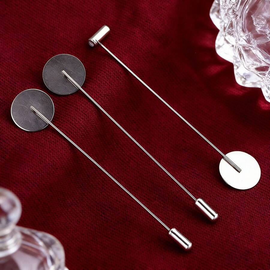 10 件套 DIY 手工饰品材料：胸针、围巾、领饰（女士单针毛衣别针）、圆形底座、空心底座配件 - 一字針 - 查看 1