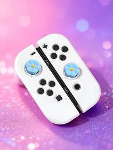 2 piezas Tapas de agarre para el pulgar compatibles con /Switch OLED/Switch Lite, Fundas de silicona para palancas de mando compatibles con el mando de Switch, Accesorios para mando de juego, Patrones de Fútbol/Tiburón/Flor/Nube/Panda - Multicolor - Ver 10