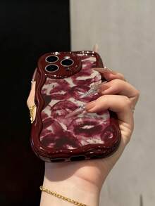 Lip Painting New Flat Printing Cream Texture Wine Red Soft Case Compatible With IP17/IP17PROMAX/Iphone16//Iphone16pro/Iphone16promax/Iphone15/ XR /7p8p/P12promax/P13promax/P14PROMAX /P13/P14/P11/P12/P14 Cute Fashionable Thick Protective Phone Case For XS/S/XSMAX/78GES2 - Multicolor - View 2