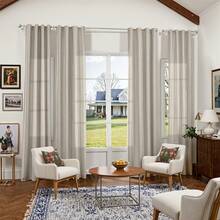 Set Of 2 Curtains Featuring A Minimalist Modern Design In Solid Colors, Farmhouse-Style Decor.These Lightweight Drapes Are Darkening In Bedrooms, Living Rooms, Or Offices, And Are Made From Imitation - White - View 4