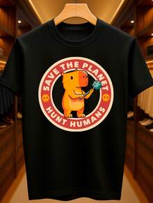Save Planet Hunt Humans T-Shirt With Funny Capybara Design, Basic  Threat, Unisex, 100% Premium Cotton – Men's And Women's | Casual, Streetwear, Plus Size, New Arrival With Immediate Shipping In Various Colors - màu đen - Xem 1