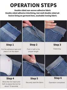 1条双面熨烫式包边胶带，强力粘性热熔胶带，熨烫式可熔胶带，适用于服装修改，裤子、牛仔裤、裙子 - 彩色 - 查看 8