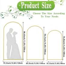 1 khung vòm kim loại, khung vòm cưới, có các kích thước 5ft, 6ft, 6.6ft, 7.2ft, thích hợp cho trang trí tiệc sinh nhật, lễ tốt nghiệp (chỉ khung vòm) - Vàng - Xem 2