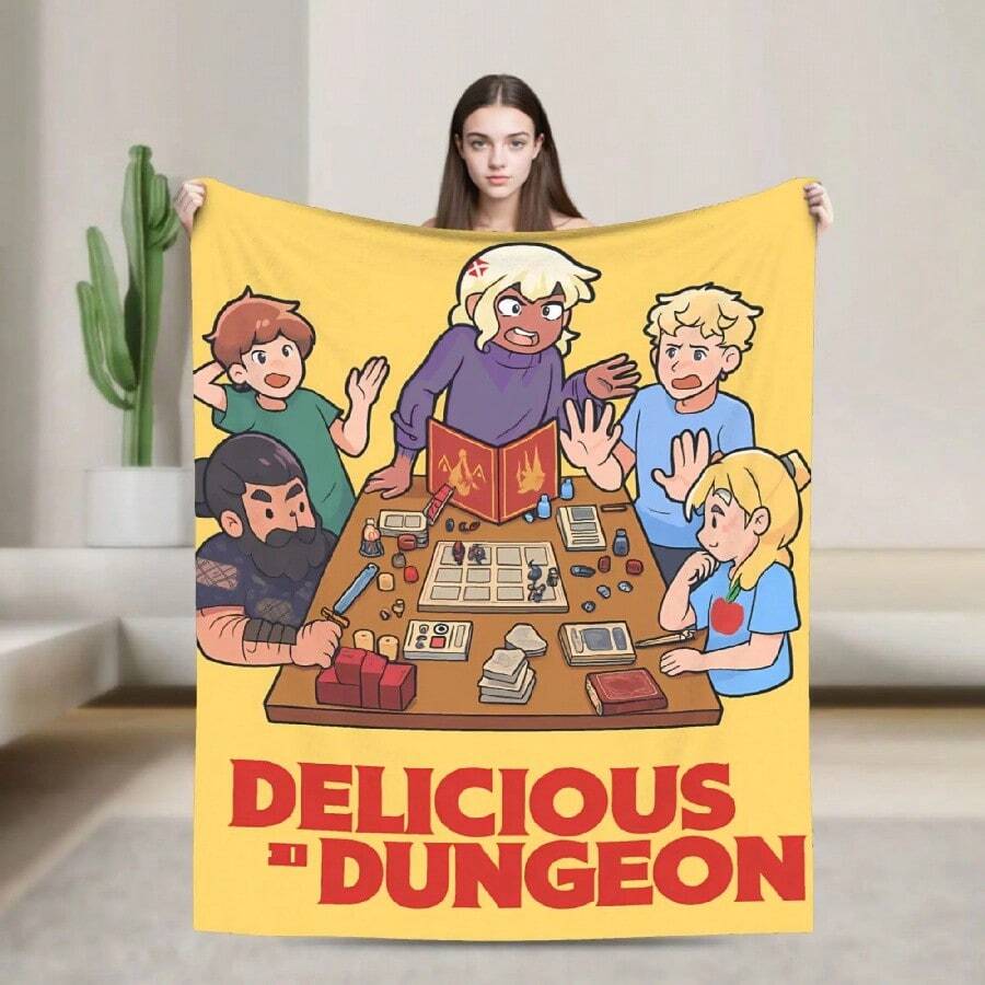 Dungeon Meshi Anime Marcille Laios Flannel Blanket Winter Soft Throw Blanket S  Home Decor Funny Bedspread Sofa Bed Cover.Jpg - 白色 - 查看 1