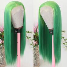 13X4 Green Lace Front Synthetic Wig Green Ombre Color Wigs Long Silky Straight Lace Front Wig Glueless Heat Resistant Fiber Hair Replacement Wig For Women Cosplay Party & Daily Use - Green - View 1