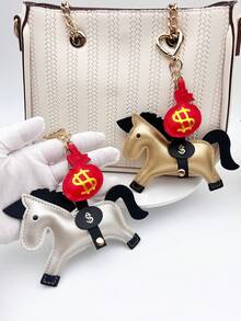 1pc New Leather Horse Coin Purse Bag Charm, Elegant & Cute Horse Wallet Essential Decor Keychain, Women Handbag Accessory, Shoulder Bag/Backpack Decoration, Meaning "Get Rich Soon" Funny Pendant, Multi-Color Options, Ideal Gift For All Seasons