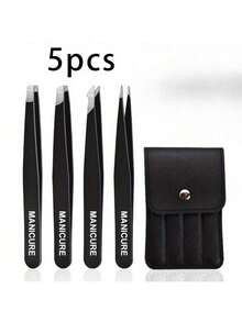 4pcs Stainless Steel Purple Eyebrow Tweezers Makeup Tool Set, Suitable For Eyelash Extension, Eyebrow Shaping, Facial Hair Removal And False Lash Application - Sets - View 4