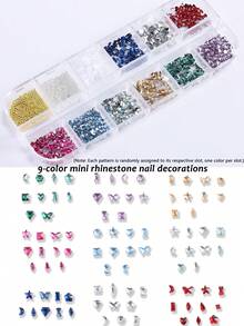 12件迷你钻石美甲装饰品，彩色爱心、蝴蝶、星星、花朵造型，闪亮水钻设计，可爱Y2K风格美甲配件，美甲沙龙用品，DIY美甲装饰 - 彩色 - 查看 5