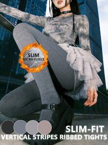 Women's Ribbed High Waist Elastic Skinny Pants, Thick & Thermal Lined Knee High Socks Snow Compression Shaping Tights, OTK Soft & Warm Opaque Stockings, Stirrup Design Women's Thick & Thermal Lined Leggings, Fashionable & Cute Style, Hand/Machine Washable