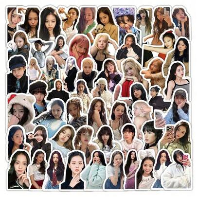 100张黑/粉色贴纸，Kpop贴纸，适用于笔记本电脑、手机、行李箱、杯子、笔记本等，精美粉丝周边，送给朋友的装饰礼物