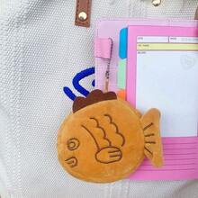 1pcs  Healing Creative Taiyaki Coin Purse Card Holder Cute Furry Multifunctional Storage Bag Can Hold Data Cable Coins Lipstick Creative Mini Pendant Gift - 鯛魚燒錢包(無里布) - 查看 5
