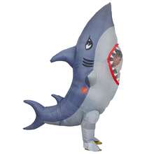 1件装直立鲨鱼充气服装，男女通用充气服装 - 全身心形主题奇装异服，适合万圣节、狂欢节、圣诞节和各种活动派对。 - 直立鯊魚 - 查看 6