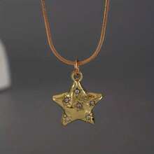 Fashion New Exquisite Inlaid Synthetic Cubic Zirconia Five-Pointed Star Pendant Necklace Retro Versatile Suitable For Men And Women Daily Wear - 1 - Xem 12