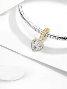 1件时尚闪亮心形串珠吊坠，适合女士手链、手镯DIY饰品制作及日常配饰，适合女孩佩戴 - 愛心 - 查看 4