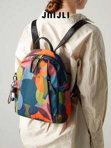 JNI JLI Multicolor Pattern Backpack Purse Women Stylish Handbag Cross Body Bag Travel Essential Casual Daily Use Bags Vintage Sling Bag Summer Fashion Handbags Mini Purses Practical Shoulder Bag Decorative Charm Backpack Ladies Daily Purse Versatile Crossbody Shoulder Bag Spacious Nylon Handbag Must-Have Outfit Accessory Everyday Use Fashion Purse Adjustable Strap Shoulder Bag - Blue - View 4