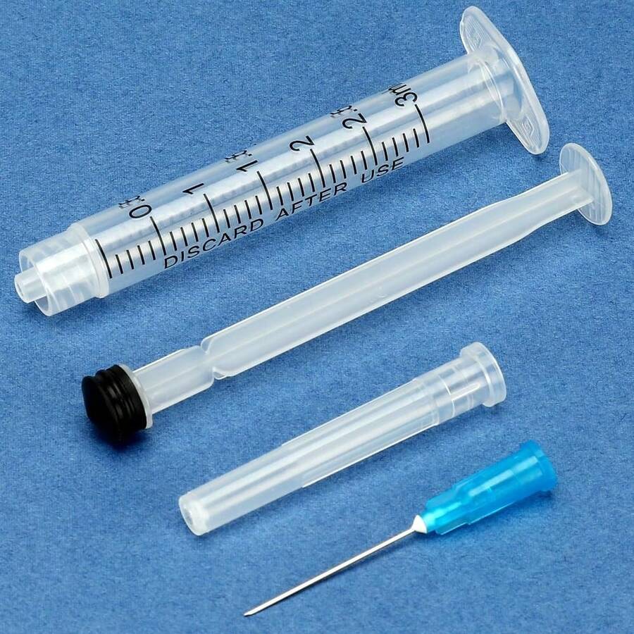 24 Pack 3ml  With Needle 23G 1" And Cap, Sterile Luer Lock Syringe Individually Packaged For Labs, Liquid Measuring, Pets,Oil, Glue - 3ml 23Ga - Xem 1