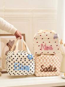 Personalized Lunch Bag With Name - Strawberry School Lunch Tote, Large Reusable Lunch Box, Portable Tote Bags, Insulated Lunchbag, Back To School Gift - Multicolor - View 6