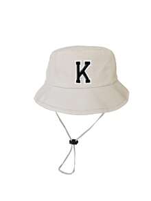 1pc Baby Letter A-Z Bucket Hat, Unisex Outdoor Sun Protection Panama Hat, Baby & Toddler Clothing Accessory - Beige - View 7