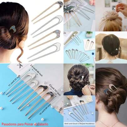 4 Pasadores para Peinar el Cabello Accesorios para el Cabello Mujer Horquillas Para El Cabello Pinzas Para El Cabello Para Mujeres U Pinzas Para El Cabello Vintage Piezas Para El(default)