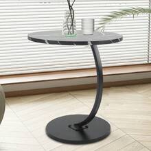 Mesas Laterales para Sala, Mesa Redonda de C,Mesita de Centro Mesita Auxiliar Minimalista Moderna,para Sala de Estar, Dormitorio(40*40*62cm) - Negro - Ver 4