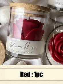 1pc Rose Glass Candle, Elegant Atmosphere Candle, Fragrant Home Decor Candle, Rose Scented Candle, Rose Candle Gift For Her, Soy Wax Scented Candle, Cute Floral Shaped Scented Candle, Suitable For Room Decor, Aesthetic Decoration, Valentine's Day, Holiday/Birthday Gift, Fragrance Candle, Bedroom Ambiance Candle, Adding Color To Your Life - Multicolor - View 16