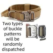 Adjustable Tactical Dog Collar, Military Training Nylon Dog Collar With Control Handle And Heavy-Duty Metal Buckle, Suitable For Medium And Large Dogs, Double-Layer Webbing Dog Collar - Multicolor - View 7