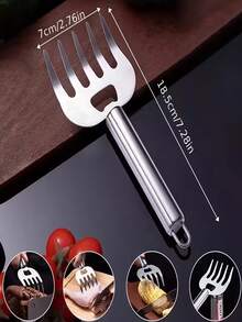 1件/2件装多功能熊爪式切肉器，可撕肉、切菜、防烫，带开瓶器功能，适用于牛肉、鸡肉、烧烤等，厨房食物夹，防滑切肉，耐高温，肉类分割切片器，不锈钢厨房耐高温切肉工具，初学者蔬菜切碎器，护手装置 - 銀色 - 查看 8