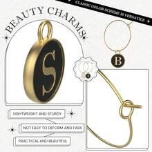 Wine Glass Charms, Metal Wine Glass Identifier Drink Letter Beads Charms Markers Tags Decorations With Rings Hoop - Default - View 3