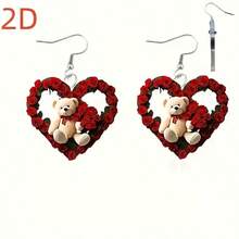 2D亚克力耳环，优雅可爱设计，适合情人节、万圣节、圣诞节、周年纪念日、生日、节日和日常派对庆祝活动，简约经典风格，是情人节情侣装的完美搭配。