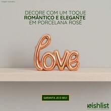 Enfeite Objeto Decoracao palavra LOVE cromado metalizado porcelana 11x8cm - Unidade - Bronze - Visão 3