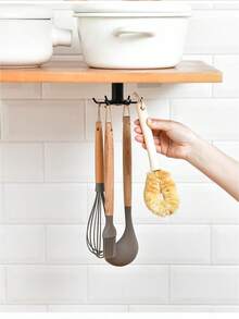 6-Claw Rotating Spoon & Spatula Wall Mount Hooks, Cabinet & Bathroom Small Item Storage Rack. Hanging Bag Holder, Kitchen Storage Rack, Clothes Hanger, Hooks. Kitchen Organization - Multicolor - View 3