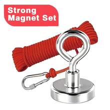 32mm Diameter Single-Sided Magnetic Hook, 10m Rope With Spring Clip, For Drying Clothes, Metal Recycling, Easy Installation Metal Hook For Hanging Items, Suitable For RV, Kitchen, Garage Use - Silver - View 8