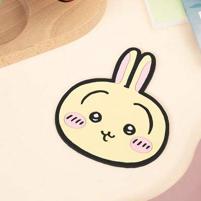 Miniso Chiikawa Usagi Q-Version Long-Eared Rabbit Cup Mat, Soft Silicone 3D Shape, Effectively Insulate Heat & Protect Desktop, Suitable For Home Life/Office Leisure/Afternoon Tea Scenarios, Universal Decor Protection Pad For Water Cups & Teapots(1 PC)