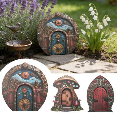 1pc Creative Fairy Door Miniature Decor, Fairy Door Ornament Suitable For Garden, Lawn, Home Micro-Landscape, Fantasy Enthusiasts Gift, Outdoor & Garden Supplies, Gardening Decoration (Double-Layer Craft, 1cm Thickness)