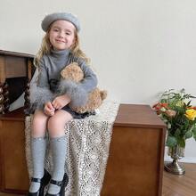 Handmade Silver Sunflower Cute Children/Baby/Student Mid-Calf Cotton Socks - Light Grey - View 3